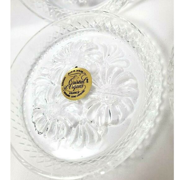 6 Cristal d'Arques Breteuil 24% Lead Crystal Coasters Set Floral Vintage Dish - Picture 2 of 7